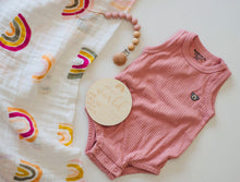 Load image into Gallery viewer, Sustainable baby girl hamper with organic cotton essentials and keepsake