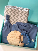 Load image into Gallery viewer, Eco-friendly baby shower gift set for boys with organic essentials