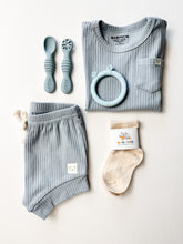 Load image into Gallery viewer, Organic toddler boy gift box with clothing, silicone set, and socks