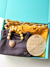 Load image into Gallery viewer, Mustard baby’s gift set – eco-friendly baby hamper