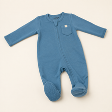 Load image into Gallery viewer, Organic Baby Sleepsuit - Blue, alternate product view