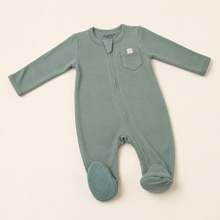 Load image into Gallery viewer, Organic Baby Sleepsuit - Green, alternate product view