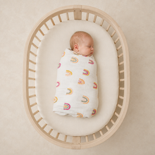 Load image into Gallery viewer, Organic Baby Swaddle Blanket - Rainbow, lifestyle image