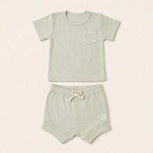 Load image into Gallery viewer, Organic Two-Piece Pyjama Set - Sage, overhead product view