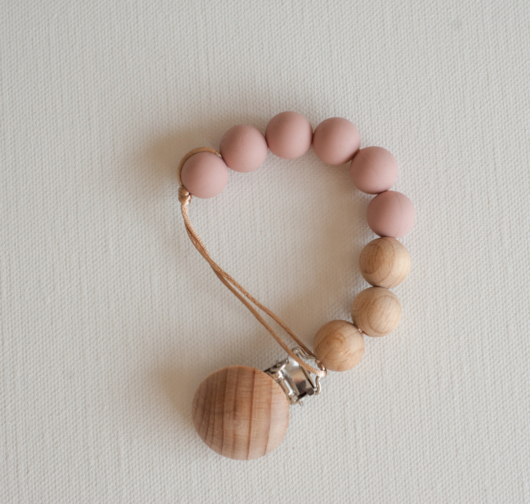 Silicone Pacifier Clip - Pastel Pink