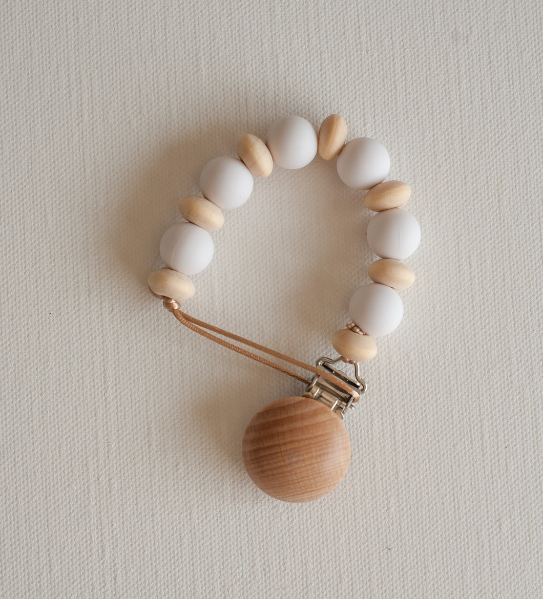 Silicone Pacifier Clip - White