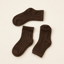 Load image into Gallery viewer, Organic Baby Mesh Socks - Coffee (3 Pack), overhead product view
