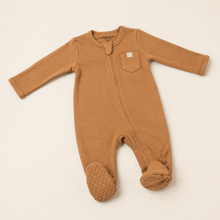 Load image into Gallery viewer, Organic Baby Sleepsuit - Brown, alternate product view
