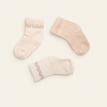 Load image into Gallery viewer, Organic Baby Socks - Solid Waves (3 Pack), overhead product view

