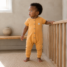 Load image into Gallery viewer, Organic Cotton Onesie/Romper - Mustard, lifestyle image
