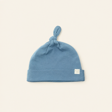 Load image into Gallery viewer, Organic Knot Hat - Blue, overhead product view
