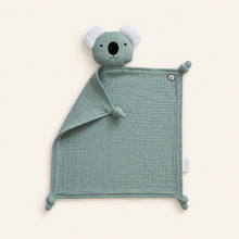 Load image into Gallery viewer, Organic Cotton Muslin Koala Baby Comforter - Green, overhead product view
