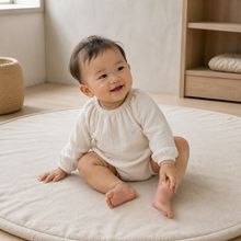 Load image into Gallery viewer, Organic Cotton Muslin Baby Romper - Cream, lifestyle image
