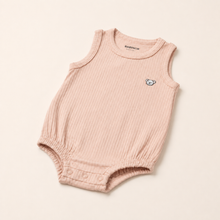 Load image into Gallery viewer, Organic Rib Bubble Romper - Beige, alternate product view
