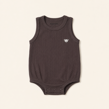 Load image into Gallery viewer, Organic Rib Bubble Romper - Burgundy, overhead product view
