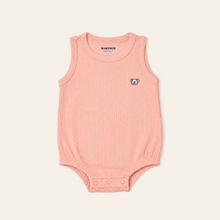 Load image into Gallery viewer, Organic Rib Bubble Romper - Pink, overhead product view
