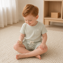 Load image into Gallery viewer, Organic Two-Piece Pyjama Set - Sage, lifestyle image
