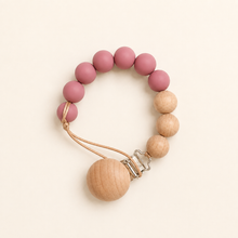 Load image into Gallery viewer, Silicone Pacifier Clip - Rose, overhead product view
