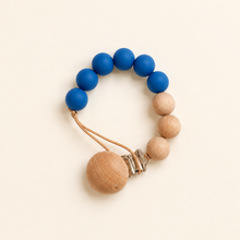 Load image into Gallery viewer, Silicone Pacifier Clip - Sapphire, overhead product view
