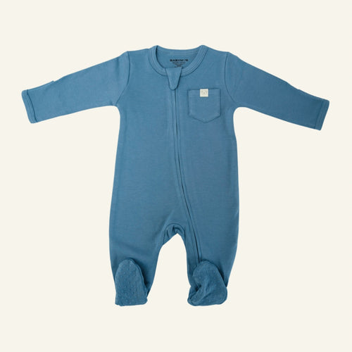 Organic Baby Sleepsuit - Blue - Babynor