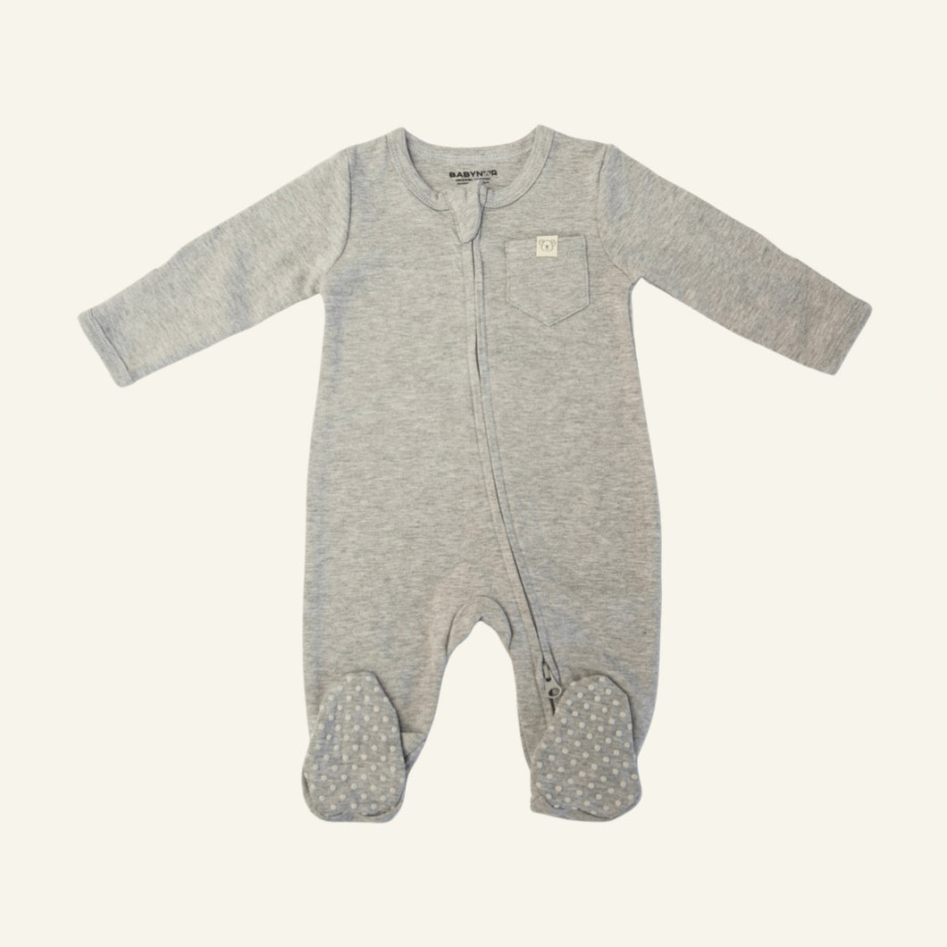 Organic Baby Sleepsuit - Grey - Babynor
