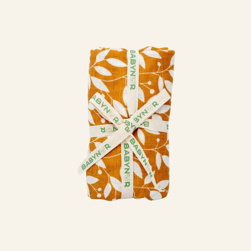 Organic Baby Swaddle Blanket - Mustard Leaf