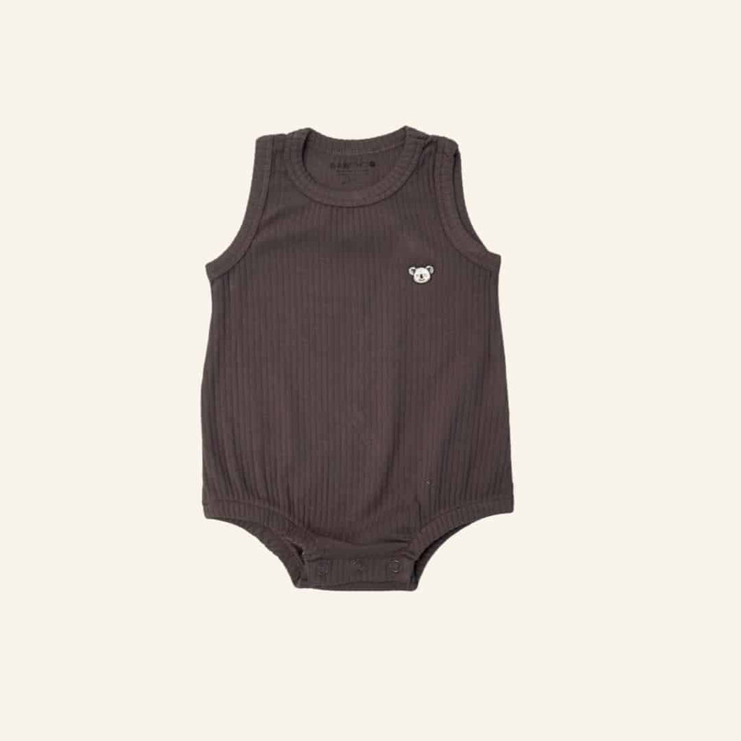 Organic Rib Bubble Romper - Burgundy